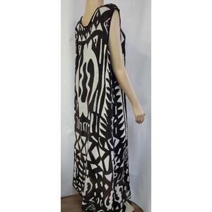 PEGASUS Abstract Womens TEXTURE Lagenlook Brown/white Tunic Dress One Size # C